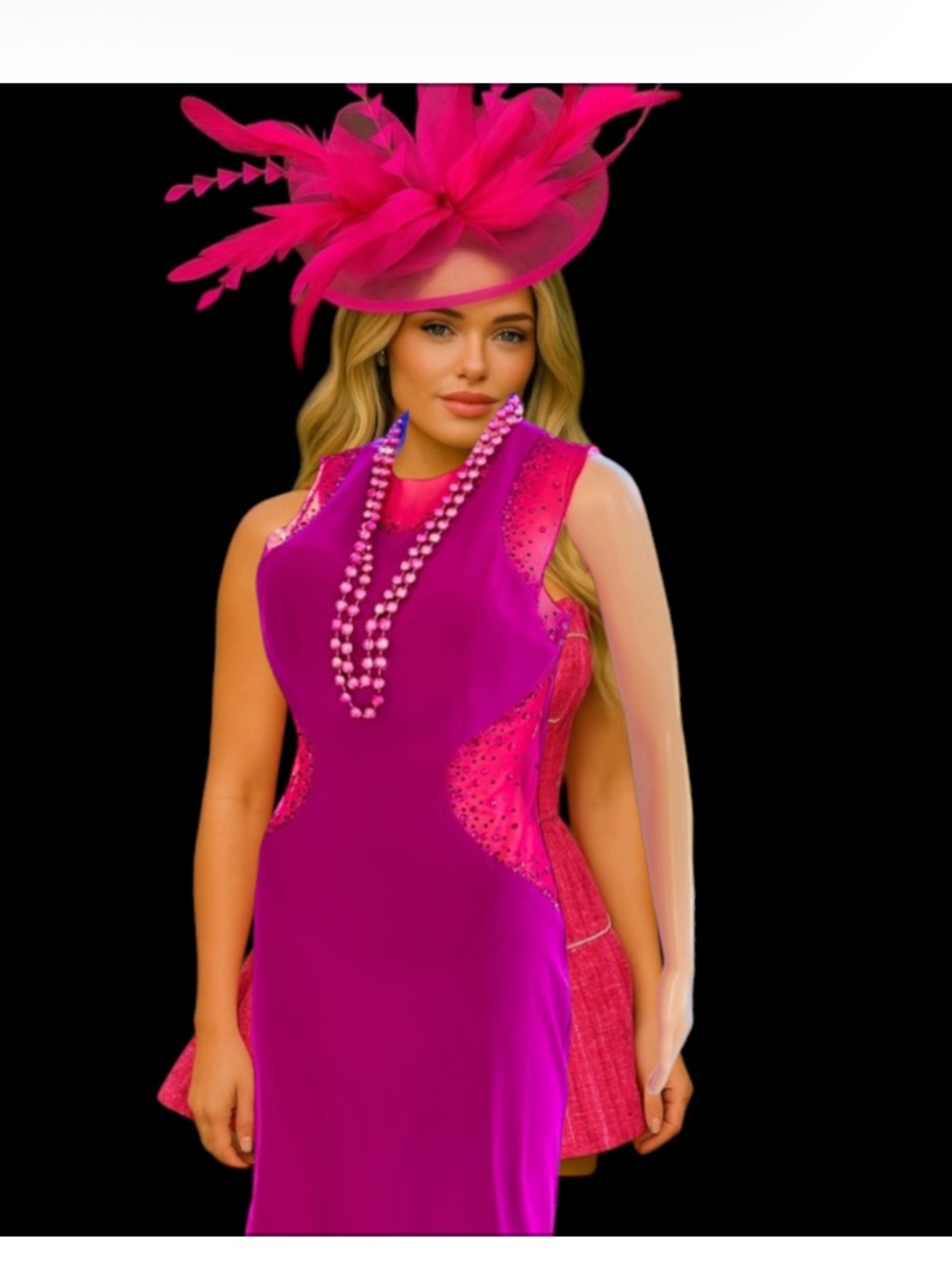 Mon Cheri Magenta Beaded-Accent Maxi Dress Backless